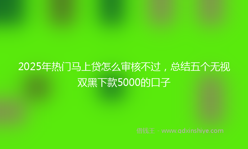 2025年热门马上贷怎么审核不过,总结五个无视双黑下款5000的口子