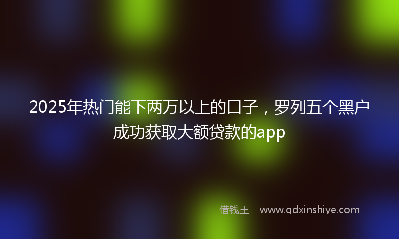 2025年热门能下两万以上的口子，罗列五个黑户成功获取大额贷款的app