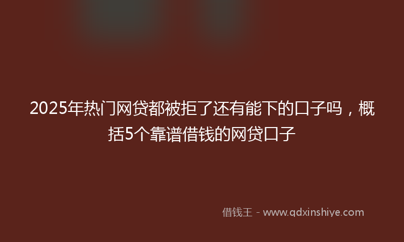 2025年热门网贷都被拒了还有能下的口子吗，概括5个靠谱借钱的网贷口子