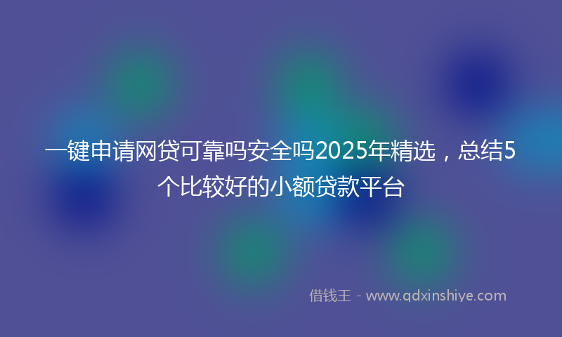 一键申请网贷可靠吗安全吗2025年精选，总结5个比较好的小额贷款平台