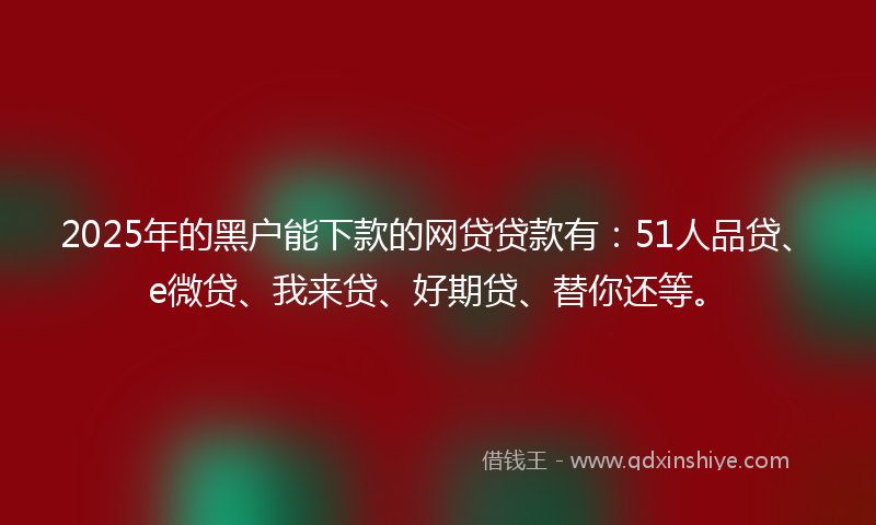 2025年的黑户能下款的网贷贷款有：51人品贷、e微贷、我来贷、好期贷、替你还等。
