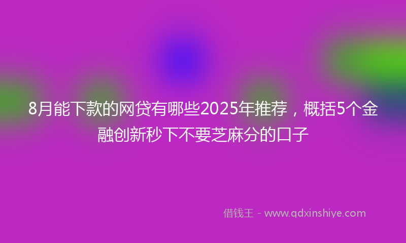 8月能下款的网贷有哪些2025年推荐,概括5个金融创新秒下不要芝麻分的口子