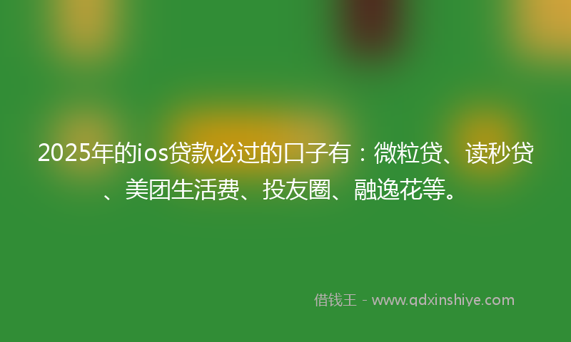 2025年的ios贷款必过的口子有:微粒贷、读秒贷、美团生活费、投友圈、融逸花等。