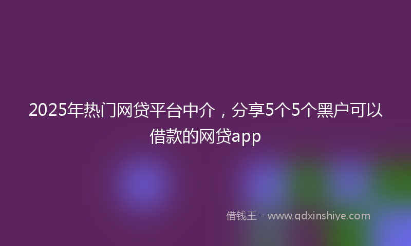 2025年热门网贷平台中介，分享5个5个黑户可以借款的网贷app
