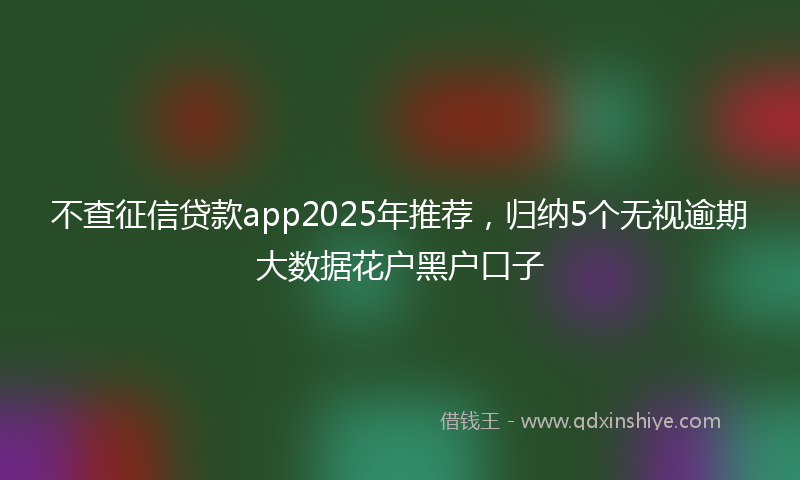 不查征信贷款app2025年推荐，归纳5个无视逾期大数据花户黑户口子