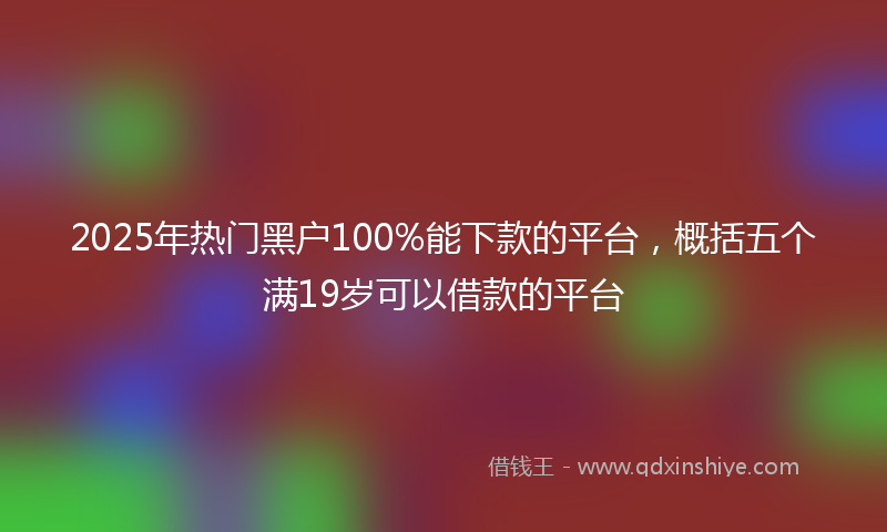 2025年热门黑户100%能下款的平台，概括五个满19岁可以借款的平台