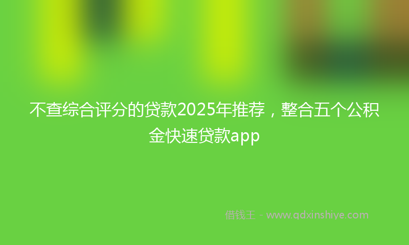 不查综合评分的贷款2025年推荐，整合五个公积金快速贷款app