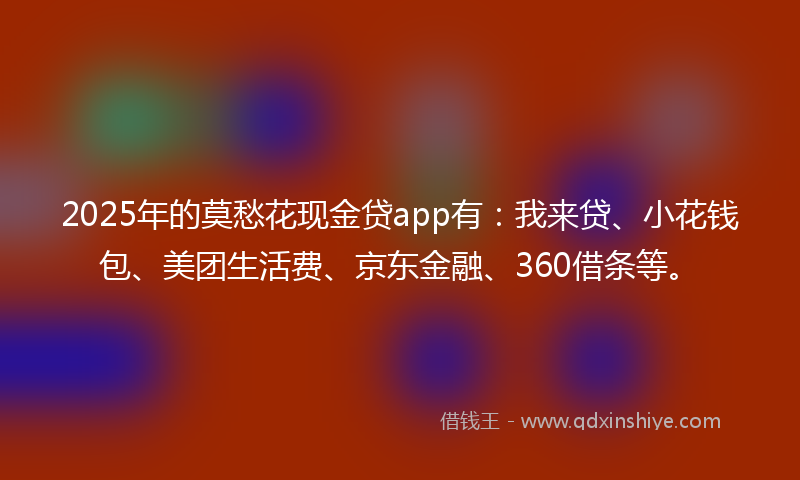 2025年的莫愁花现金贷app有：我来贷、小花钱包、美团生活费、京东金融、360借条等。