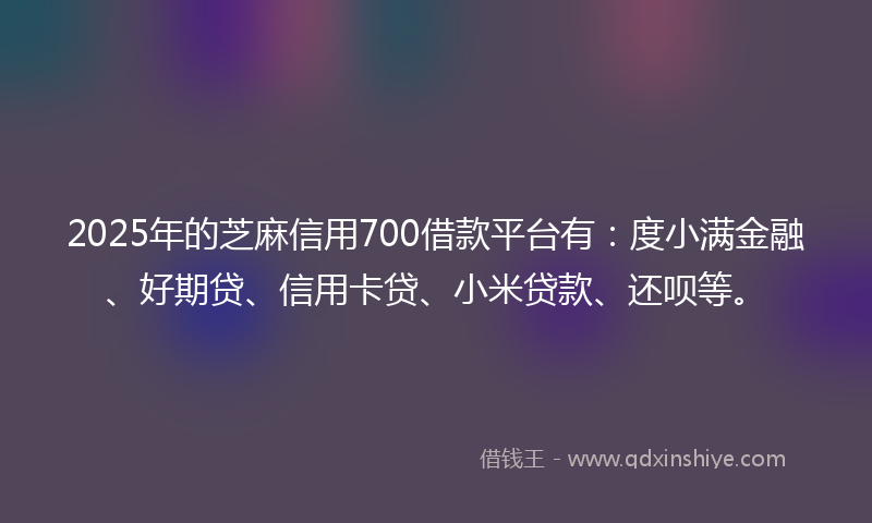 2025年的芝麻信用700借款平台有：度小满金融、好期贷、信用卡贷、小米贷款、还呗等。