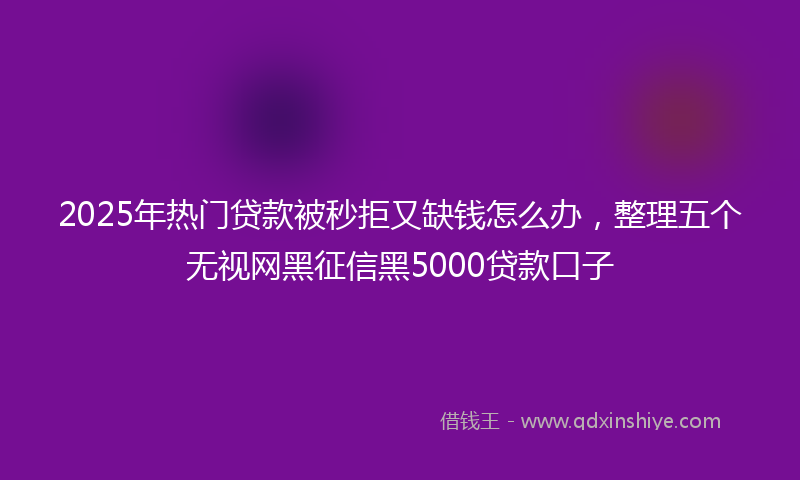 2025年热门贷款被秒拒又缺钱怎么办，整理五个无视网黑征信黑5000贷款口子