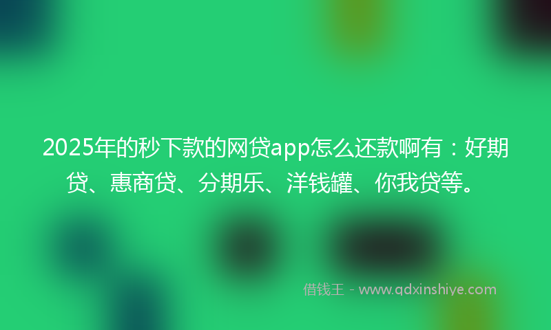 2025年的秒下款的网贷app怎么还款啊有：好期贷、惠商贷、分期乐、洋钱罐、你我贷等。