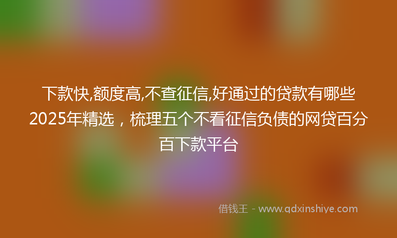 下款快,额度高,不查征信,好通过的贷款有哪些2025年精选，梳理五个不看征信负债的网贷百分百下款平台