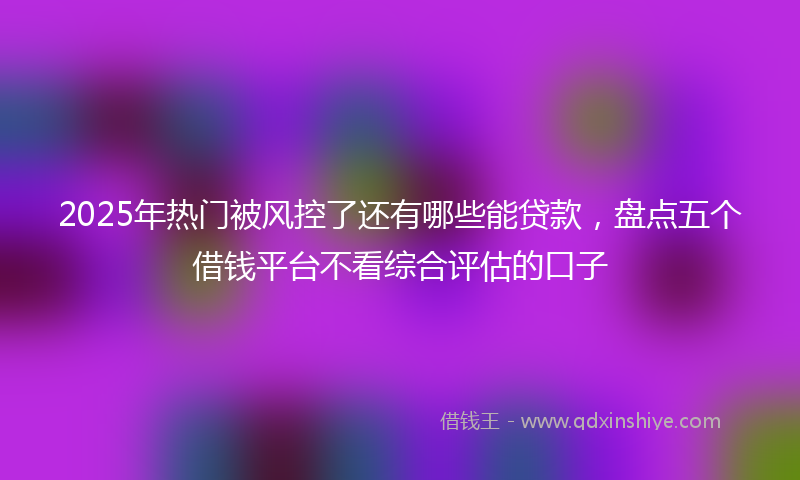 2025年热门被风控了还有哪些能贷款，盘点五个借钱平台不看综合评估的口子