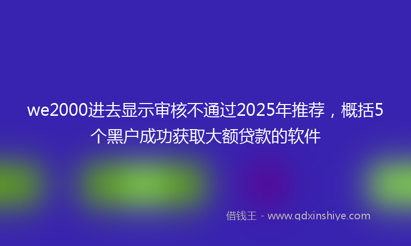 we2000进去显示审核不通过2025年推荐，概括5个黑户成功获取大额贷款的软件