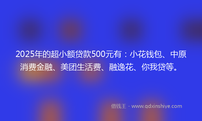 2025年的超小额贷款500元有：小花钱包、中原消费金融、美团生活费、融逸花、你我贷等。