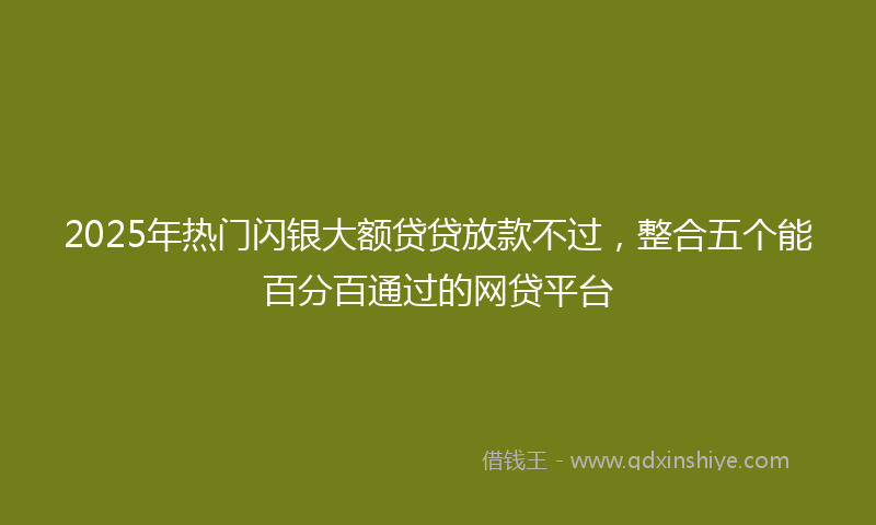 2025年热门闪银大额贷贷放款不过，整合五个能百分百通过的网贷平台