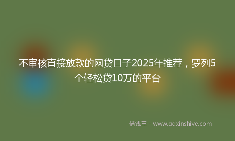 不审核直接放款的网贷口子2025年推荐，罗列5个轻松贷10万的平台
