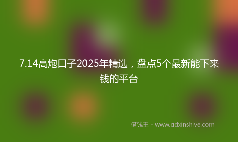 7.14高炮口子2025年精选，盘点5个最新能下来钱的平台