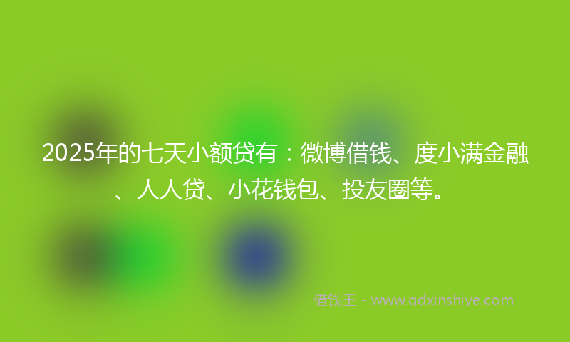 2025年的七天小额贷有：微博借钱、度小满金融、人人贷、小花钱包、投友圈等。