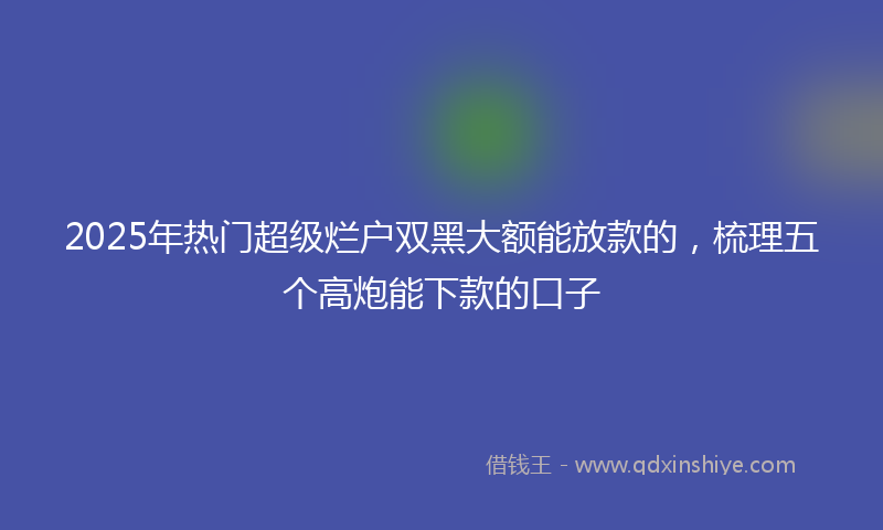 2025年热门超级烂户双黑大额能放款的，梳理五个高炮能下款的口子