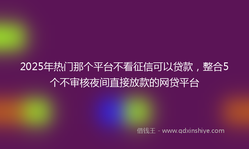 2025年热门那个平台不看征信可以贷款，整合5个不审核夜间直接放款的网贷平台