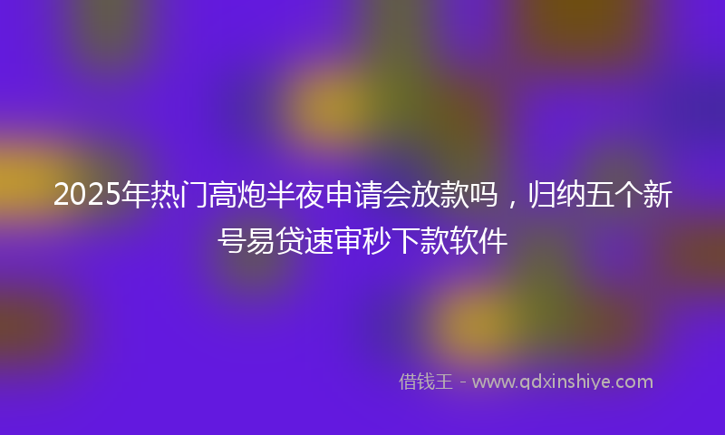 2025年热门高炮半夜申请会放款吗，归纳五个新号易贷速审秒下款软件