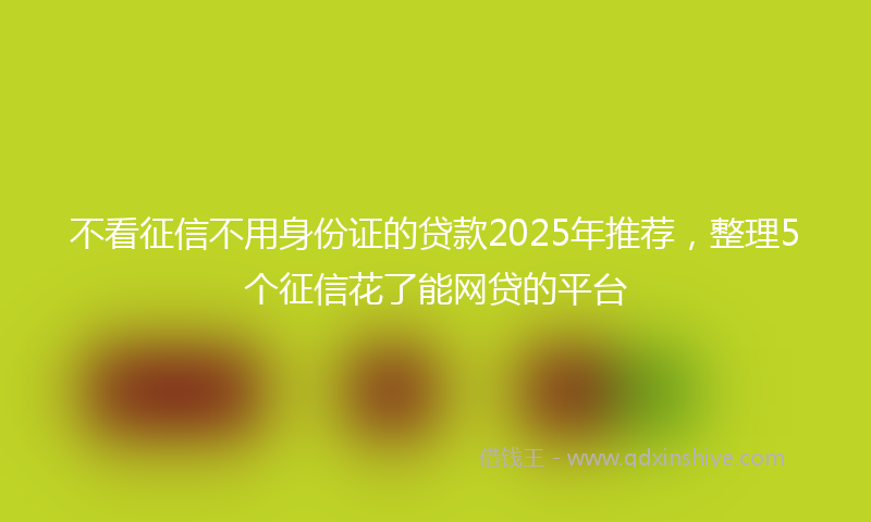 不看征信不用身份证的贷款2025年推荐，整理5个征信花了能网贷的平台