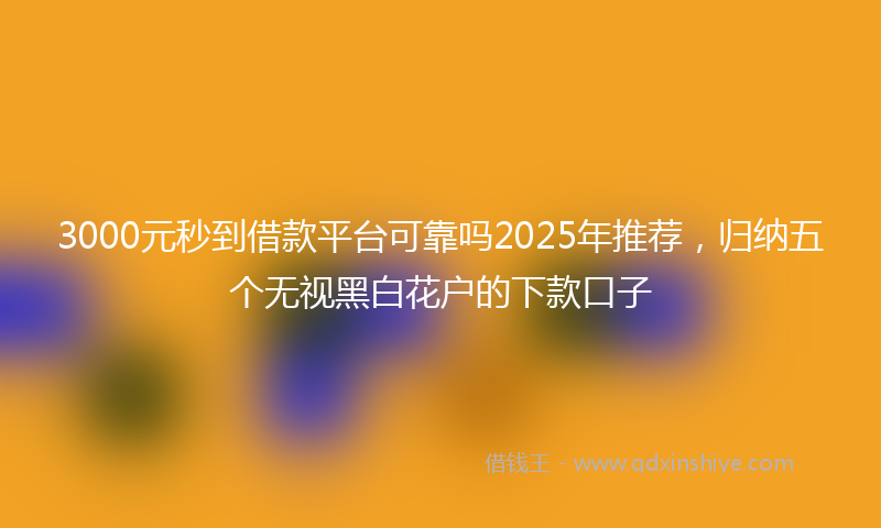 3000元秒到借款平台可靠吗2025年推荐，归纳五个无视黑白花户的下款口子