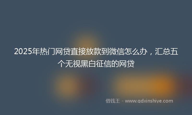 2025年热门网贷直接放款到微信怎么办，汇总五个无视黑白征信的网贷