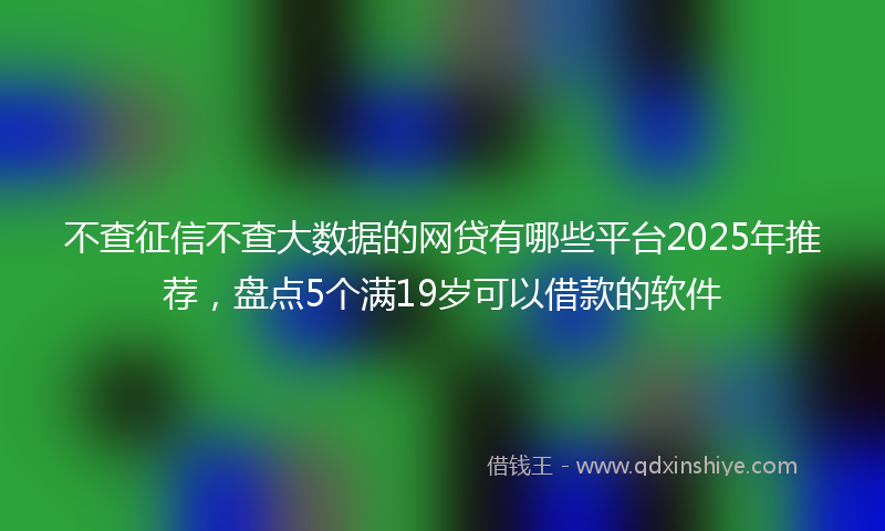 不查征信不查大数据的网贷有哪些平台2025年推荐，盘点5个满19岁可以借款的软件