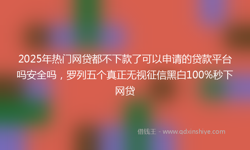 2025年热门网贷都不下款了可以申请的贷款平台吗安全吗，罗列五个真正无视征信黑白100%秒下网贷