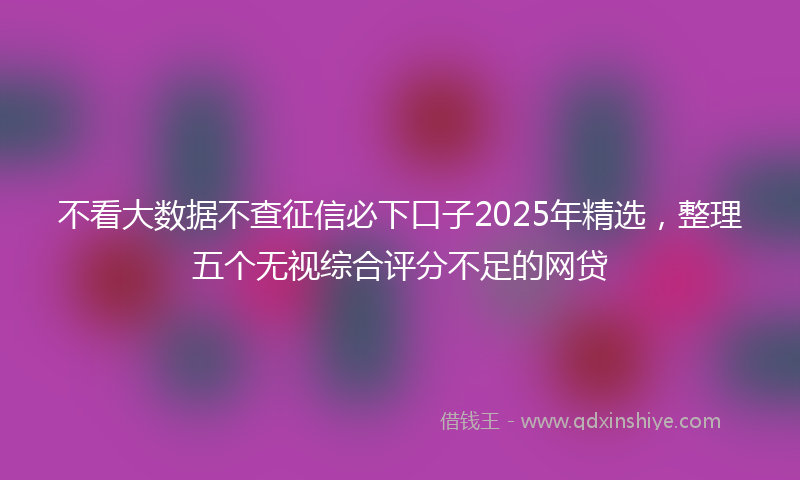 不看大数据不查征信必下口子2025年精选，整理五个无视综合评分不足的网贷