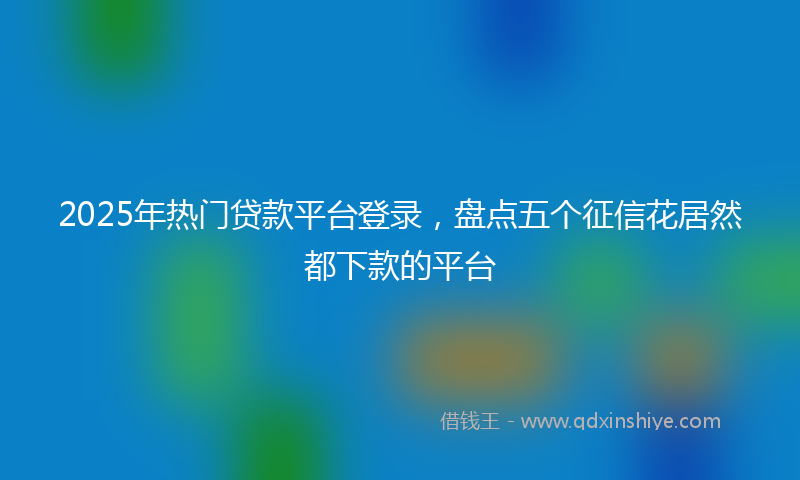 2025年热门贷款平台登录，盘点五个征信花居然都下款的平台