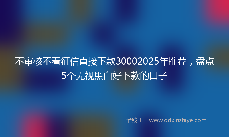 不审核不看征信直接下款30002025年推荐，盘点5个无视黑白好下款的口子