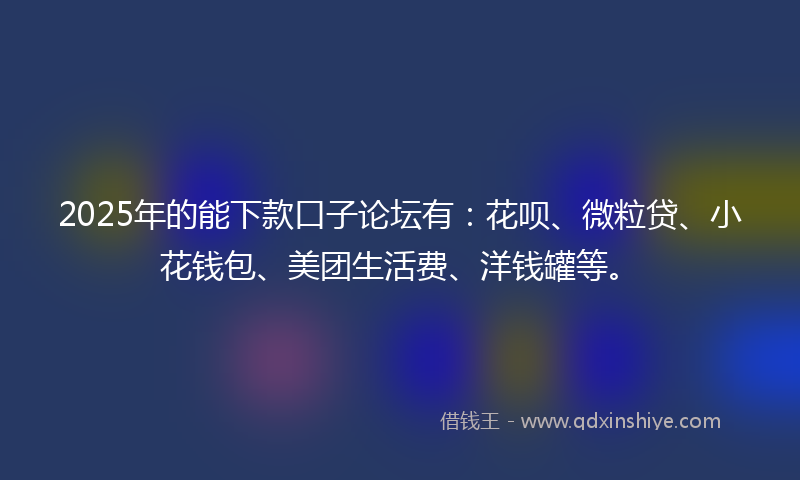 2025年的能下款口子论坛有:花呗、微粒贷、小花钱包、美团生活费、洋钱罐等。