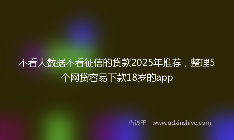 不看大数据不看征信的贷款2025年推荐，整理5个网贷容易下款18岁的app