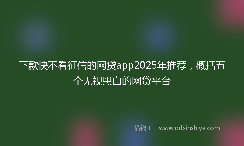 下款快不看征信的网贷app2025年推荐，概括五个无视黑白的网贷平台