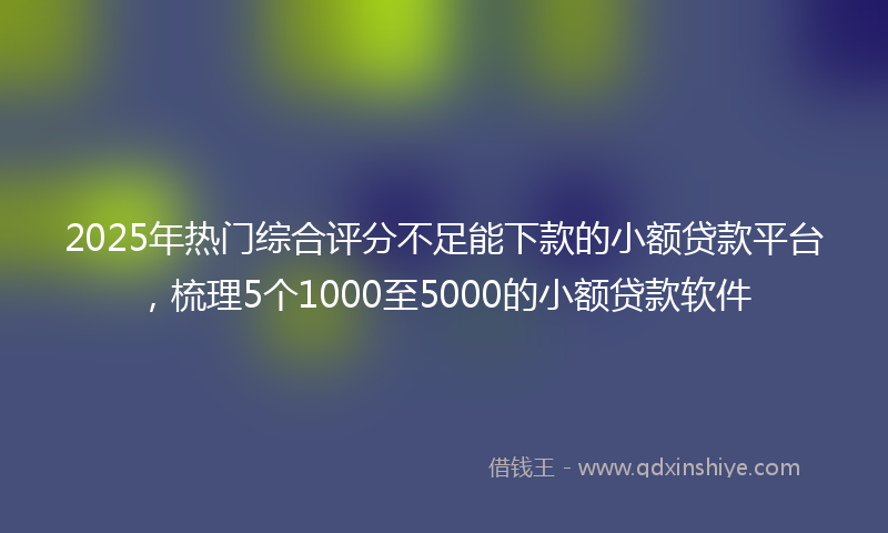 2025年热门综合评分不足能下款的小额贷款平台，梳理5个1000至5000的小额贷款软件