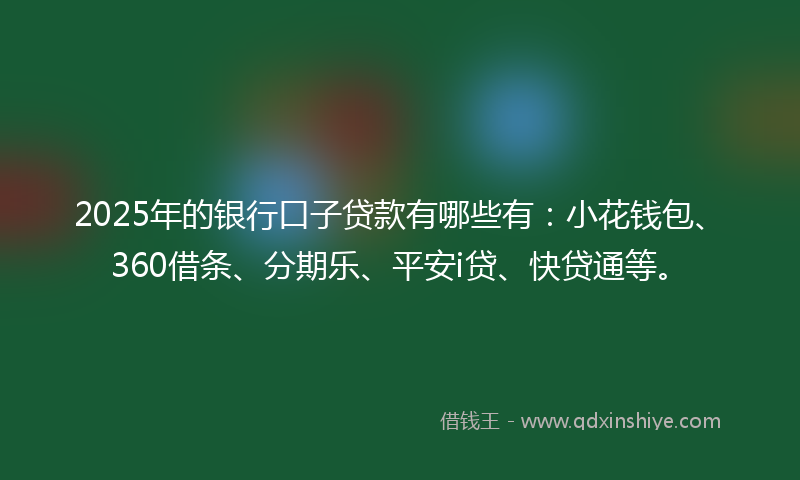 2025年的银行口子贷款有哪些有：小花钱包、360借条、分期乐、平安i贷、快贷通等。