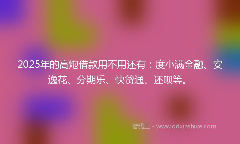 2025年的高炮借款用不用还有：度小满金融、安逸花、分期乐、快贷通、还呗等。