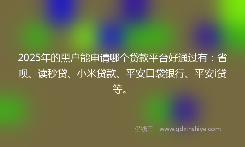 2025年的黑户能申请哪个贷款平台好通过有：省呗、读秒贷、小米贷款、平安口袋银行、平安i贷等。