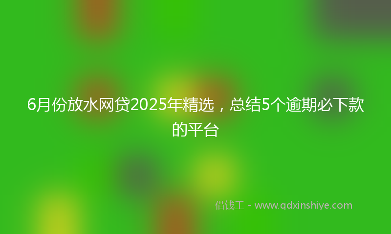 6月份放水网贷2025年精选，总结5个逾期必下款的平台