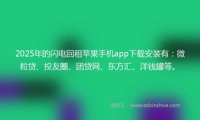 2025年的闪电回租苹果手机app下载安装有：微粒贷、投友圈、团贷网、东方汇、洋钱罐等。
