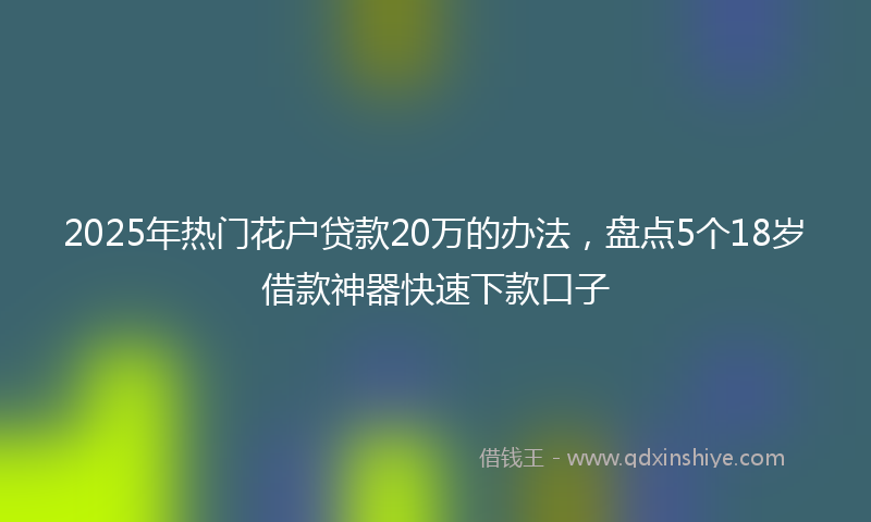 2025年热门花户贷款20万的办法，盘点5个18岁借款神器快速下款口子