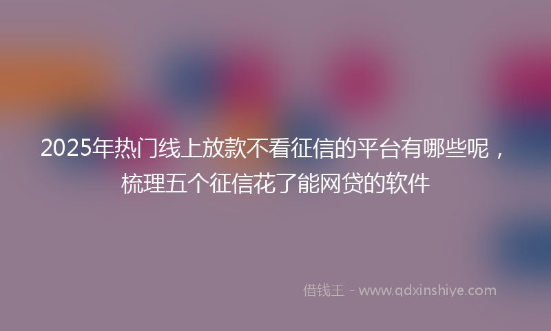 2025年热门线上放款不看征信的平台有哪些呢，梳理五个征信花了能网贷的软件