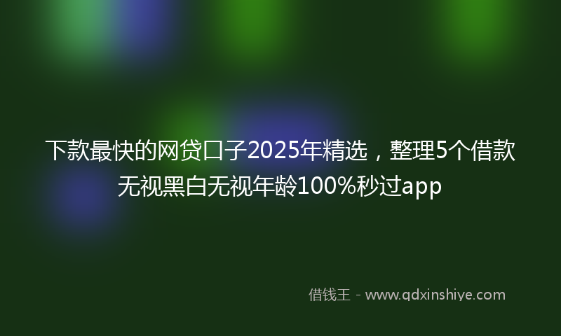 下款最快的网贷口子2025年精选，整理5个借款无视黑白无视年龄100%秒过app