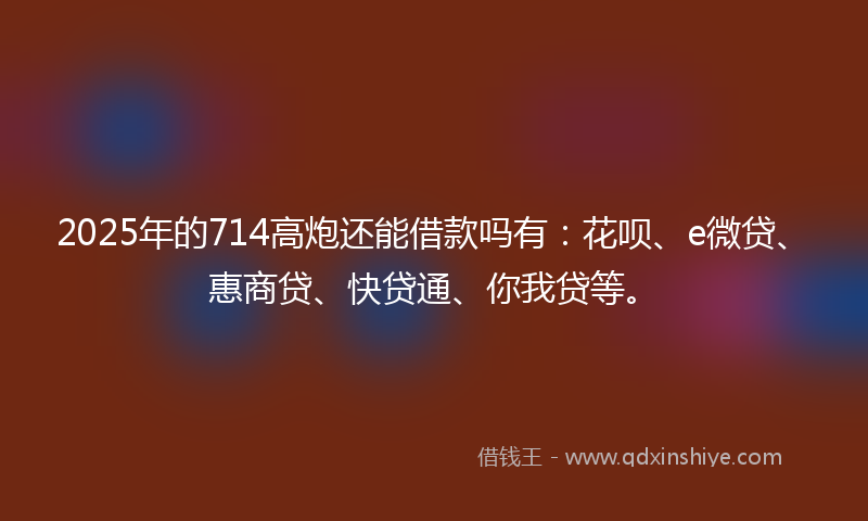 2025年的714高炮还能借款吗有:花呗、e微贷、惠商贷、快贷通、你我贷等。