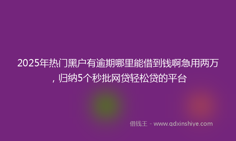 2025年热门黑户有逾期哪里能借到钱啊急用两万，归纳5个秒批网贷轻松贷的平台