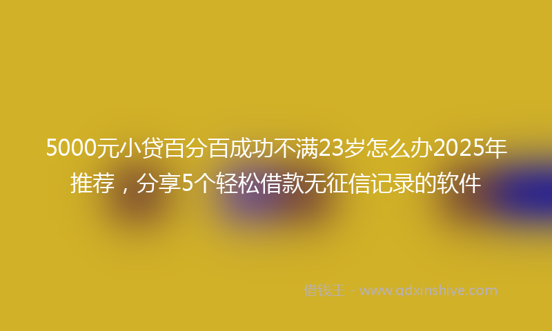 5000元小贷百分百成功不满23岁怎么办2025年推荐，分享5个轻松借款无征信记录的软件