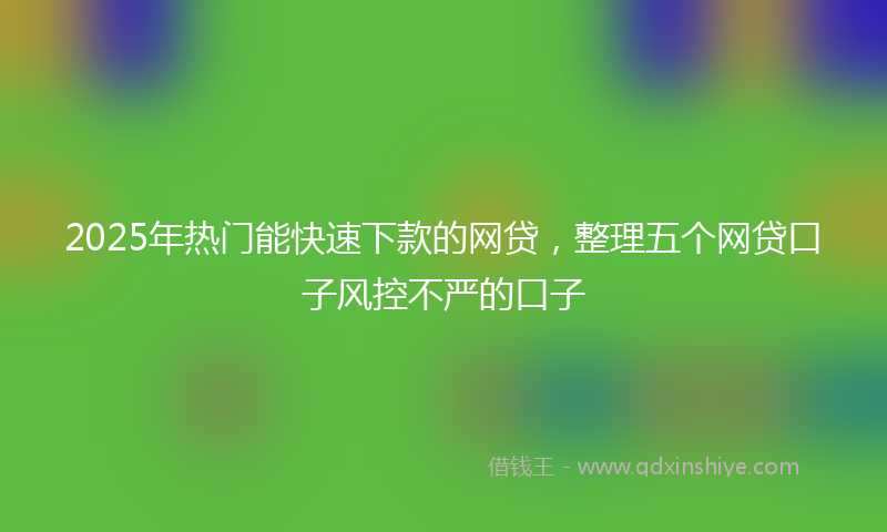 2025年热门能快速下款的网贷，整理五个网贷口子风控不严的口子